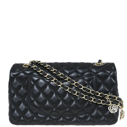 Chanel 2014 Black Lambskin Single Flap Shoulder Bag