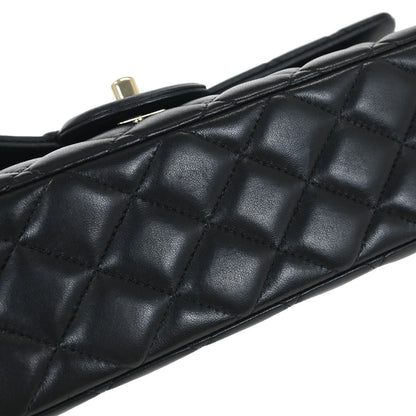 Chanel 2014 Black Lambskin Single Flap Shoulder Bag