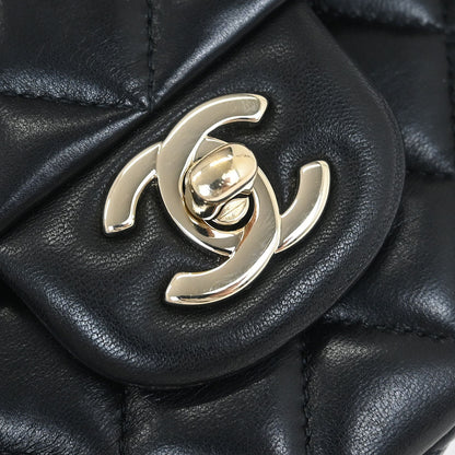 Chanel 2014 Black Lambskin Single Flap Shoulder Bag
