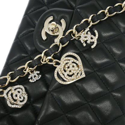 Chanel 2014 Black Lambskin Single Flap Shoulder Bag