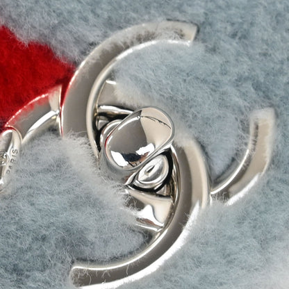 Chanel 2014-2015 Light Blue Wool No.5 Turnlock Full Flap Shoulder Bag