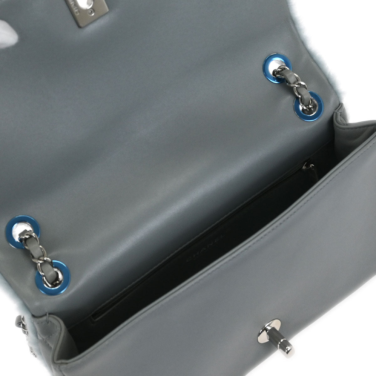 Chanel 2014-2015 Light Blue Wool No.5 Turnlock Full Flap Shoulder Bag