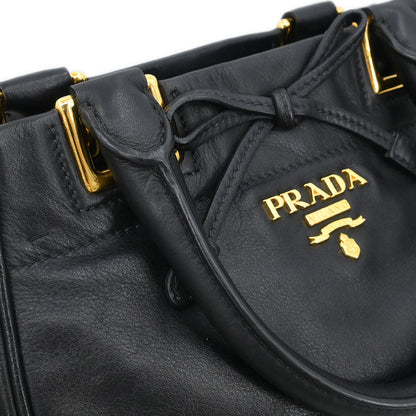 Prada Black Leather 2way Shoulder Handbag