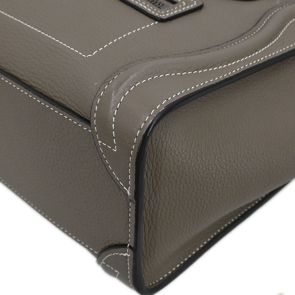 Celine Brown Leather Nano Luggage 2way Shoulder Tote Bag