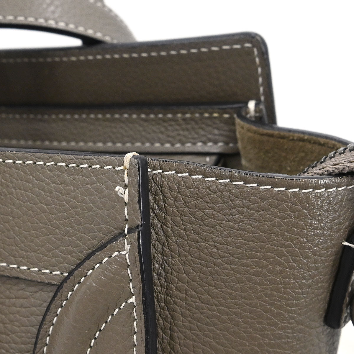 Celine Brown Leather Nano Luggage 2way Shoulder Tote Bag