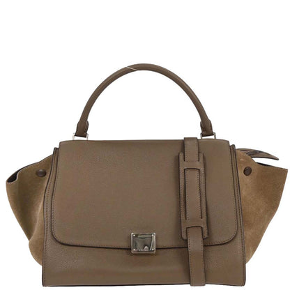 Celine Brown Leather Suede Trapeze 2way Shoulder Handbag