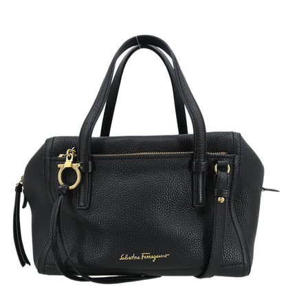 Salvatore Ferragamo Black Gancini 2way Shoulder Handbag