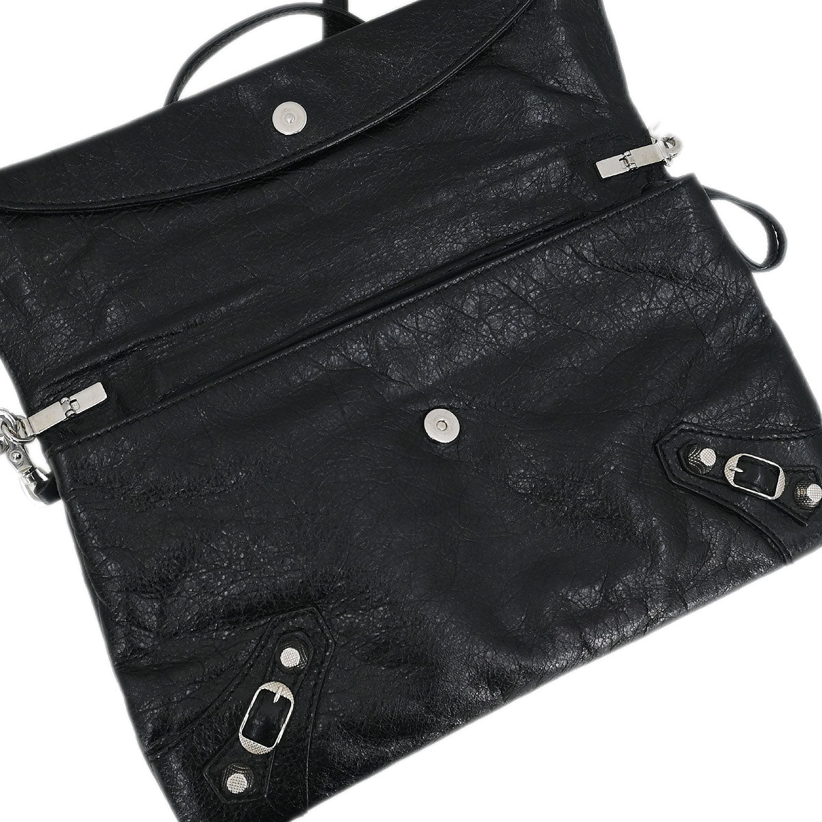 Balenciaga Black Leather Envelope Shoulder Bag
