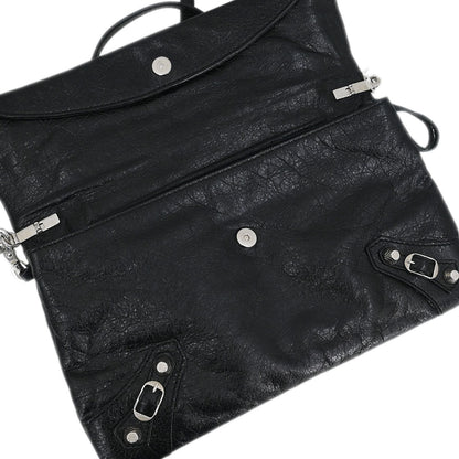 Balenciaga Black Leather Envelope Shoulder Bag
