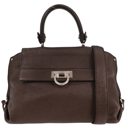 Salvatore Ferragamo Brown Gancini 2way Shoulder Handbag