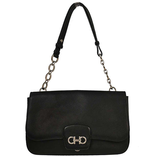 Salvatore Ferragamo Black Gancini Shoulder Bag