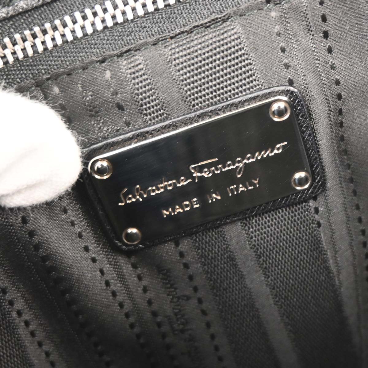 Salvatore Ferragamo Black Gancini Shoulder Bag