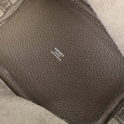 Hermes Etoupe Taurillon Clemence Picotin Lock 18 PM Handbag
