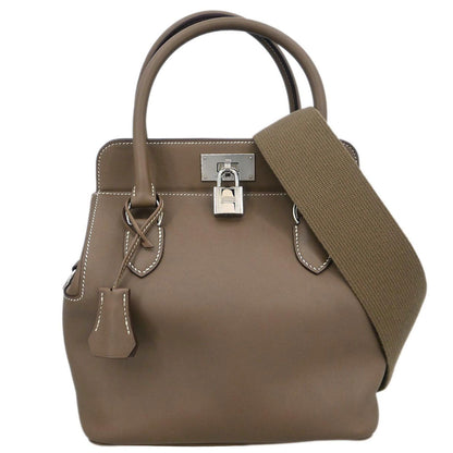 Hermes Etoupe Gray Veau Evercalf Toolbox 26 2way Shoulder Handbag