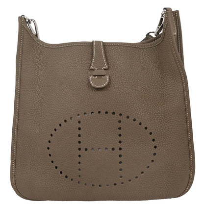 Hermes Etoupe Taurillon Clemence Evelyne 3 29 PM Shoulder Bag