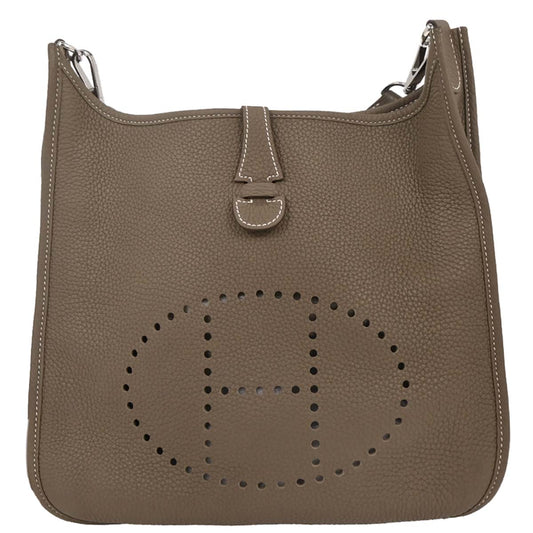 Hermes Etoupe Taurillon Clemence Evelyne 3 29 PM Shoulder Bag