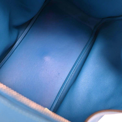 Hermes Blue Zanzibar Evercolor Lindy 34 Shoulder Bag