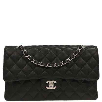 Chanel 2019 Black Caviar Medium Classic Double Flap Shoulder Bag