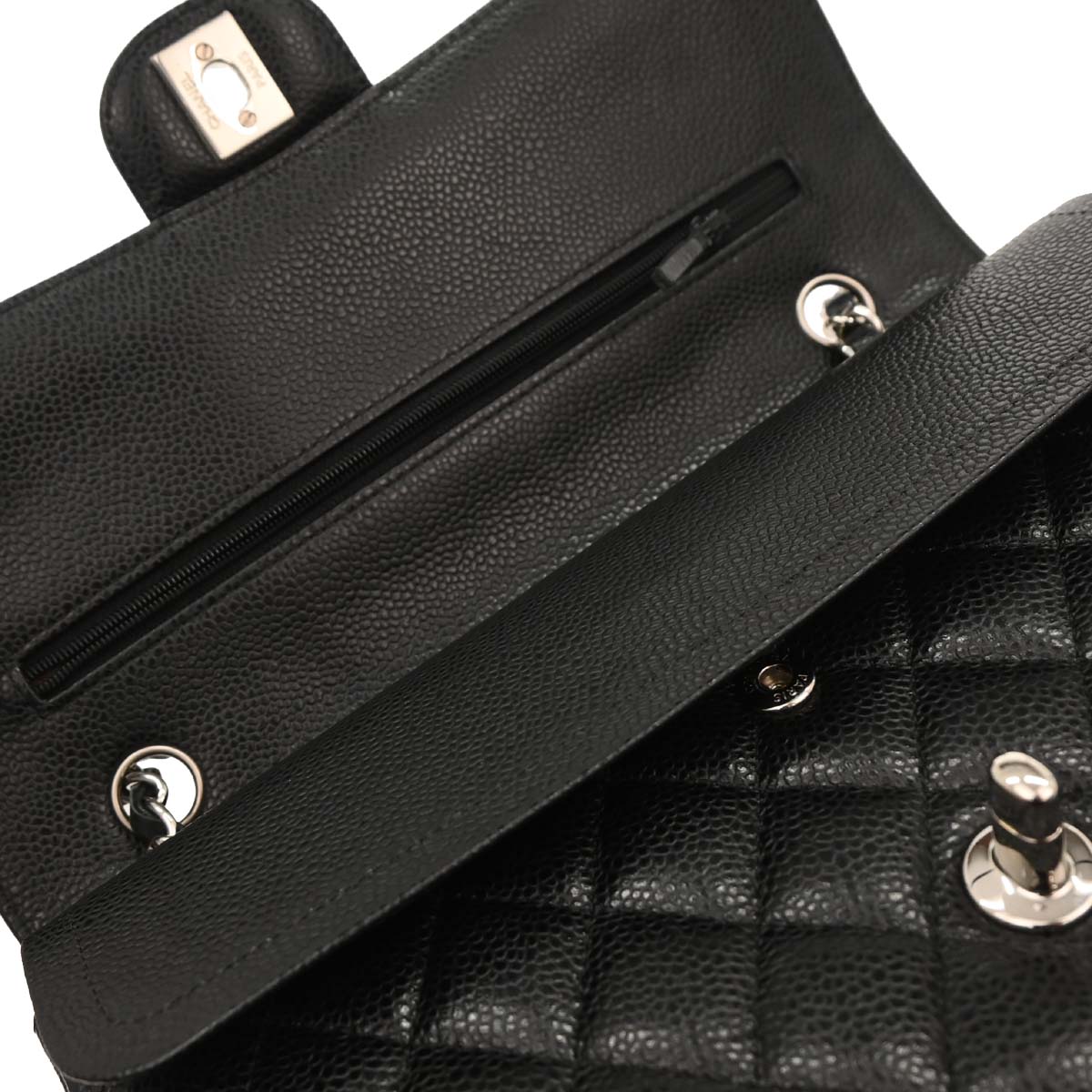 Chanel 2018 Black Caviar Medium Classic Double Flap Shoulder Bag