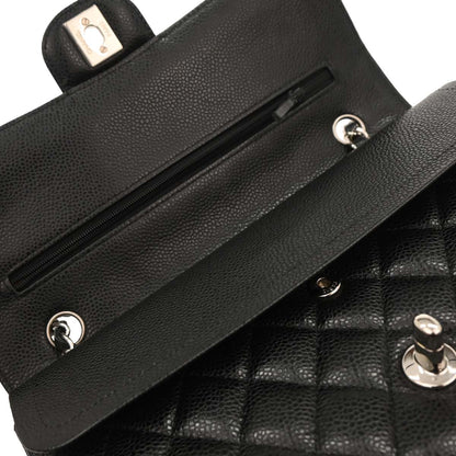Chanel 2018 Black Caviar Medium Classic Double Flap Shoulder Bag