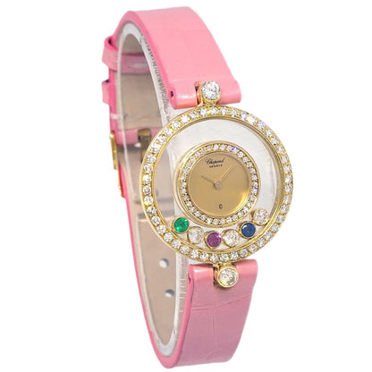 Chopard * Happy Diamonds Ref.20/3957-24 Quartz Watch 18KYG Crocodile