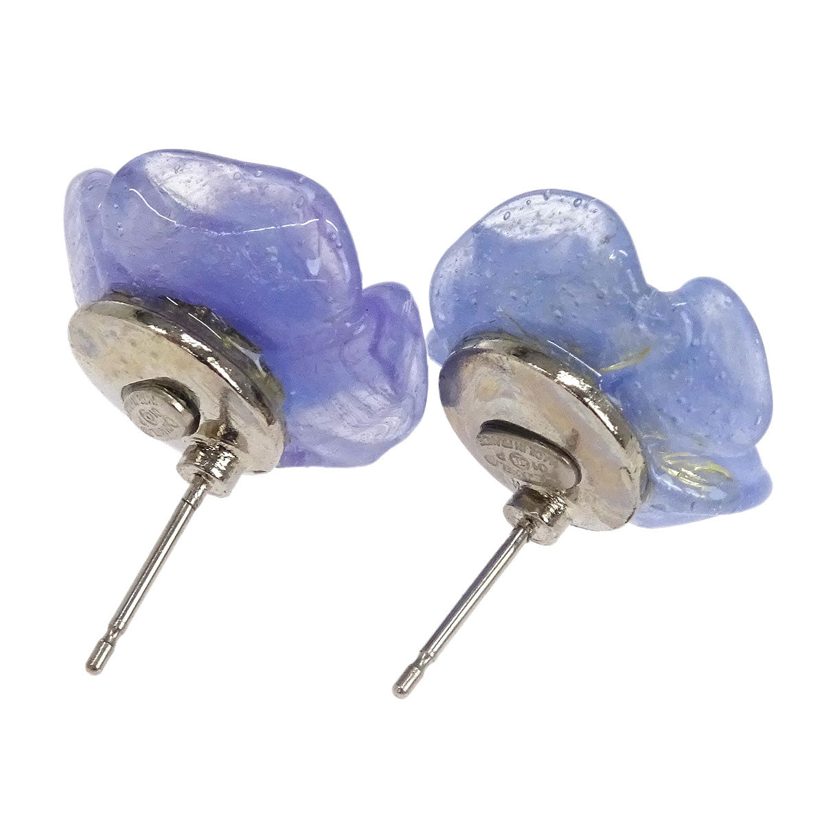 Chanel Camellia Piercing Earrings Silver Purple01P