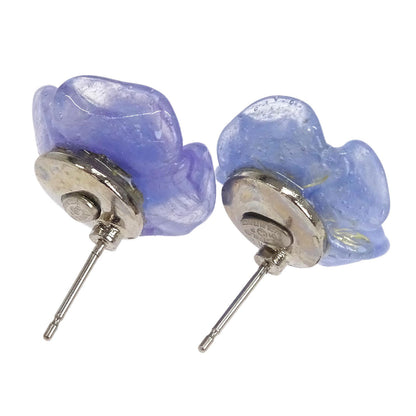 Chanel Camellia Piercing Earrings Silver Purple01P