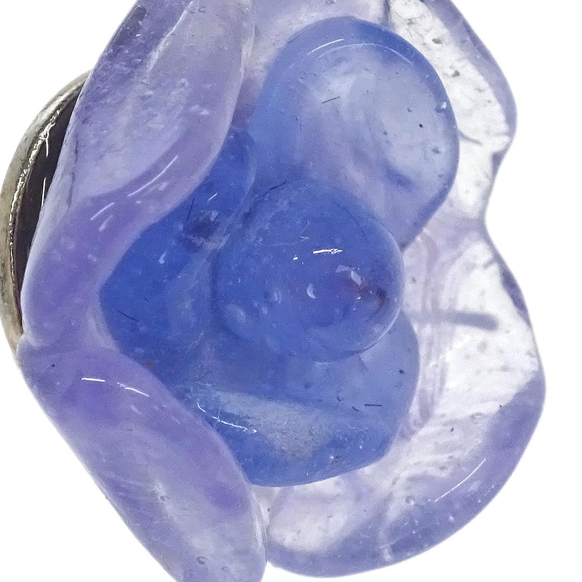 Chanel Camellia Piercing Earrings Silver Purple01P