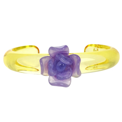 Chanel Bangle Yellow Purple Acrylic Camellia 01P
