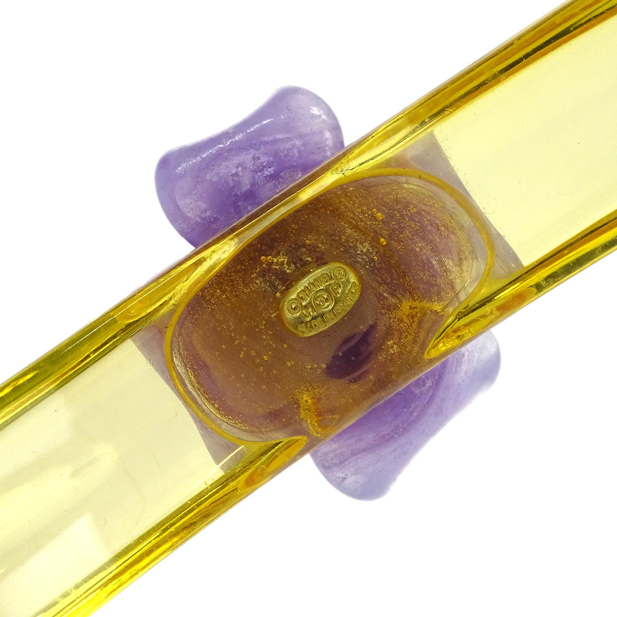 Chanel Bangle Yellow Purple Acrylic Camellia 01P