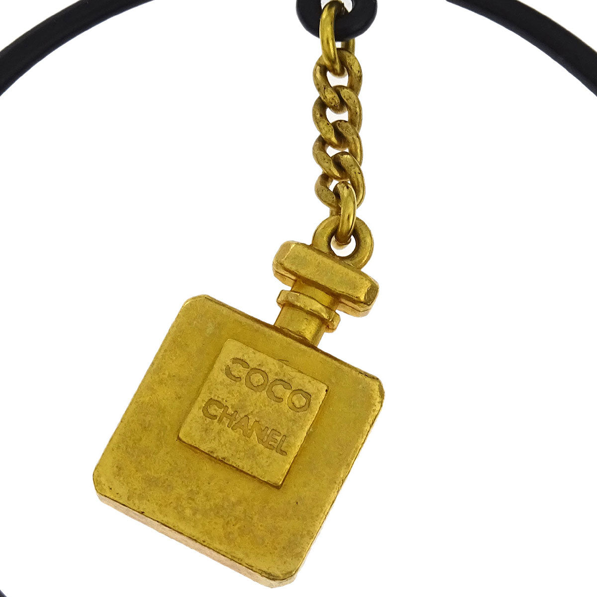 Chanel Gold Black Hoop Dangle Perfume Bottle Earrings Clip-On 94C