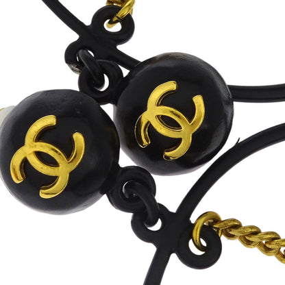 Chanel Gold Black Hoop Dangle Perfume Bottle Earrings Clip-On 94C