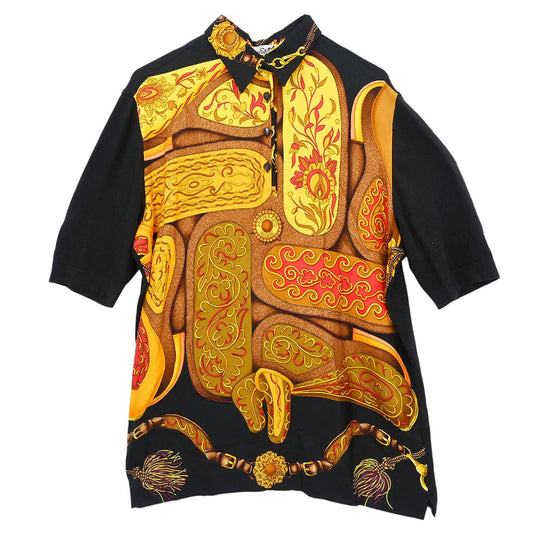 Hermes Short Sleeve Polo Shirt Top Black #M