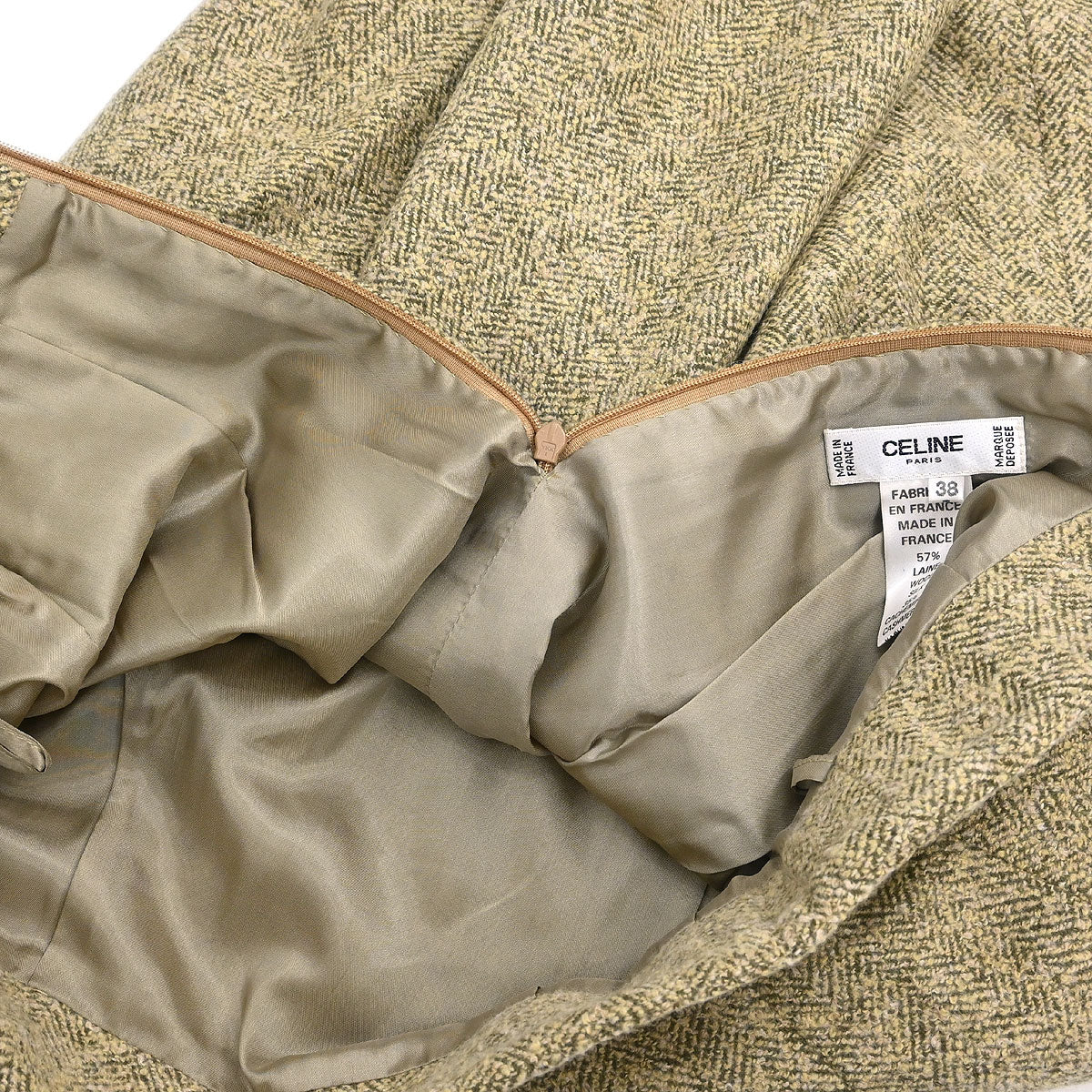 Celine Setup Suit Jacket Skirt Beige #38