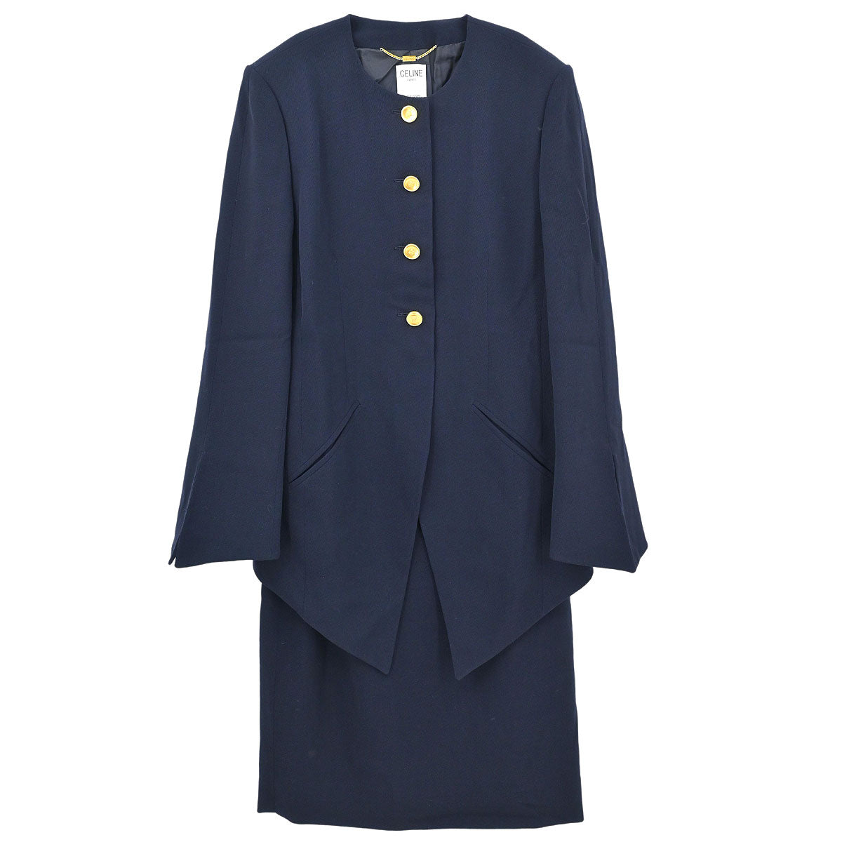 Celine Setup Suit Jacket Skirt Navy #40