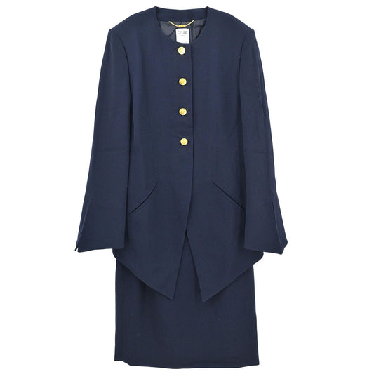 Celine Setup Suit Jacket Skirt Navy #40