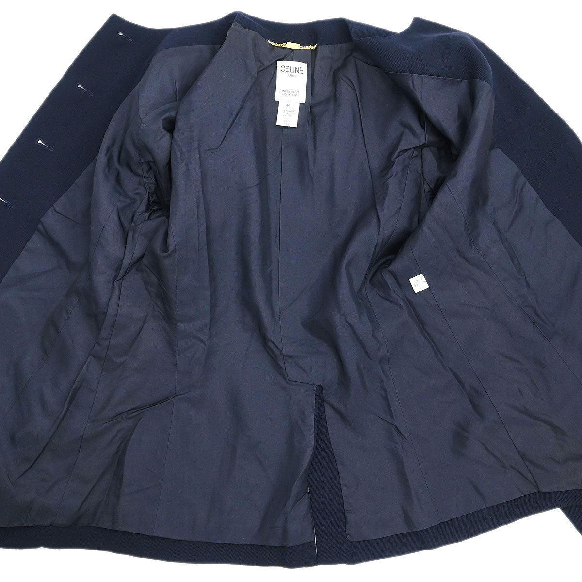 Celine Setup Suit Jacket Skirt Navy #40