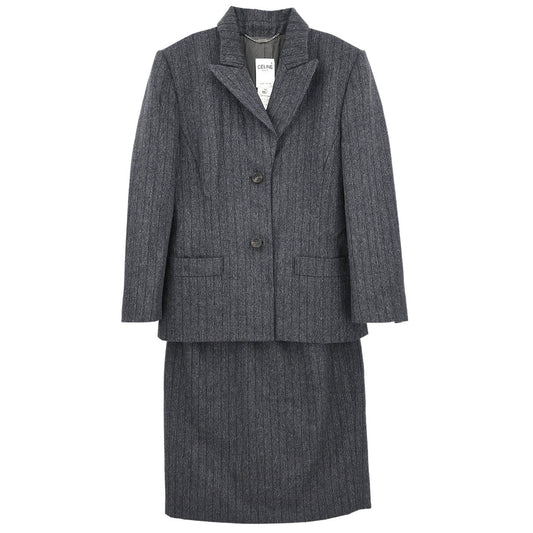 Celine Setup Suit Jacket Skirt Gray #38