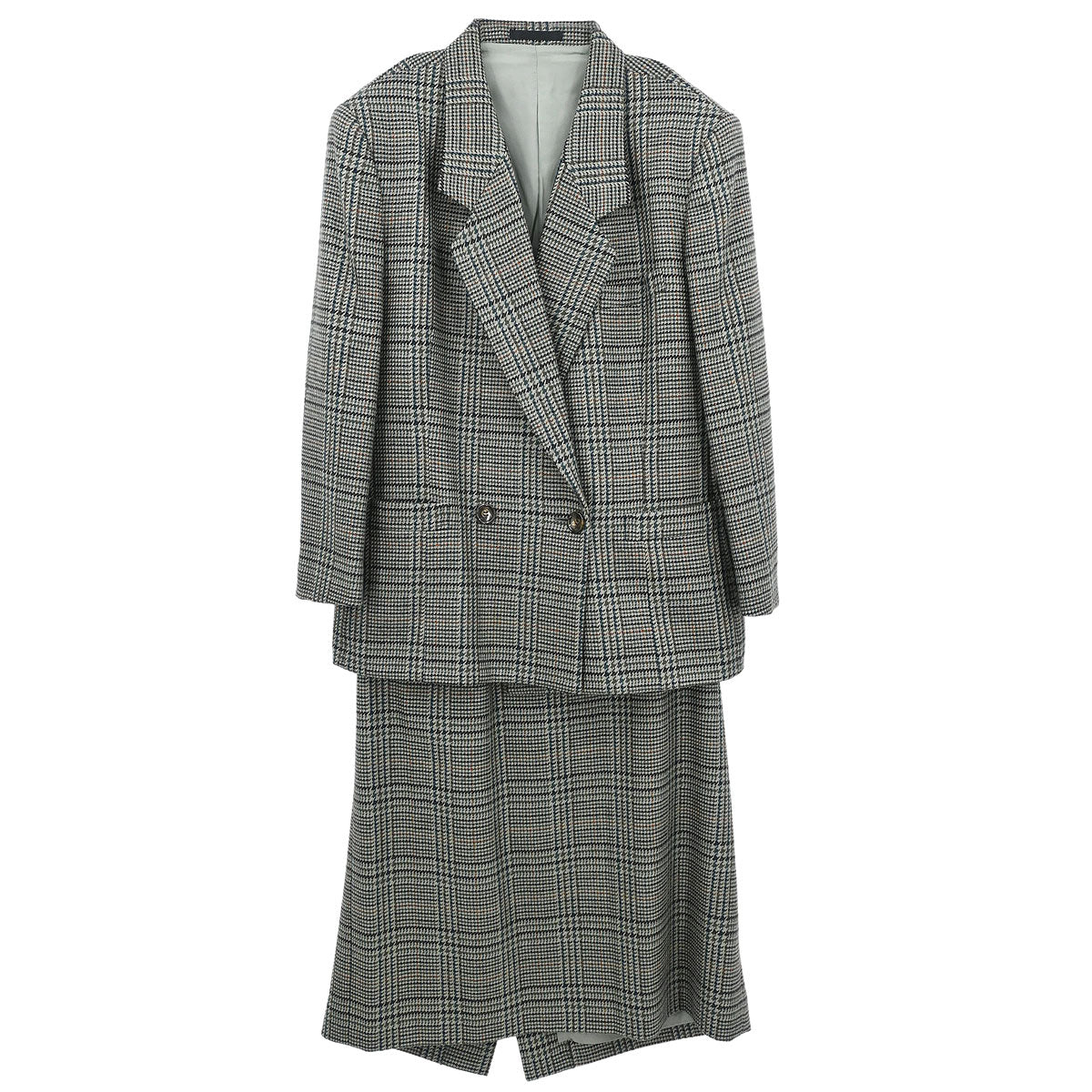 Burberrys Setup Suit Jacket Skirt Green #42–44 #44–46