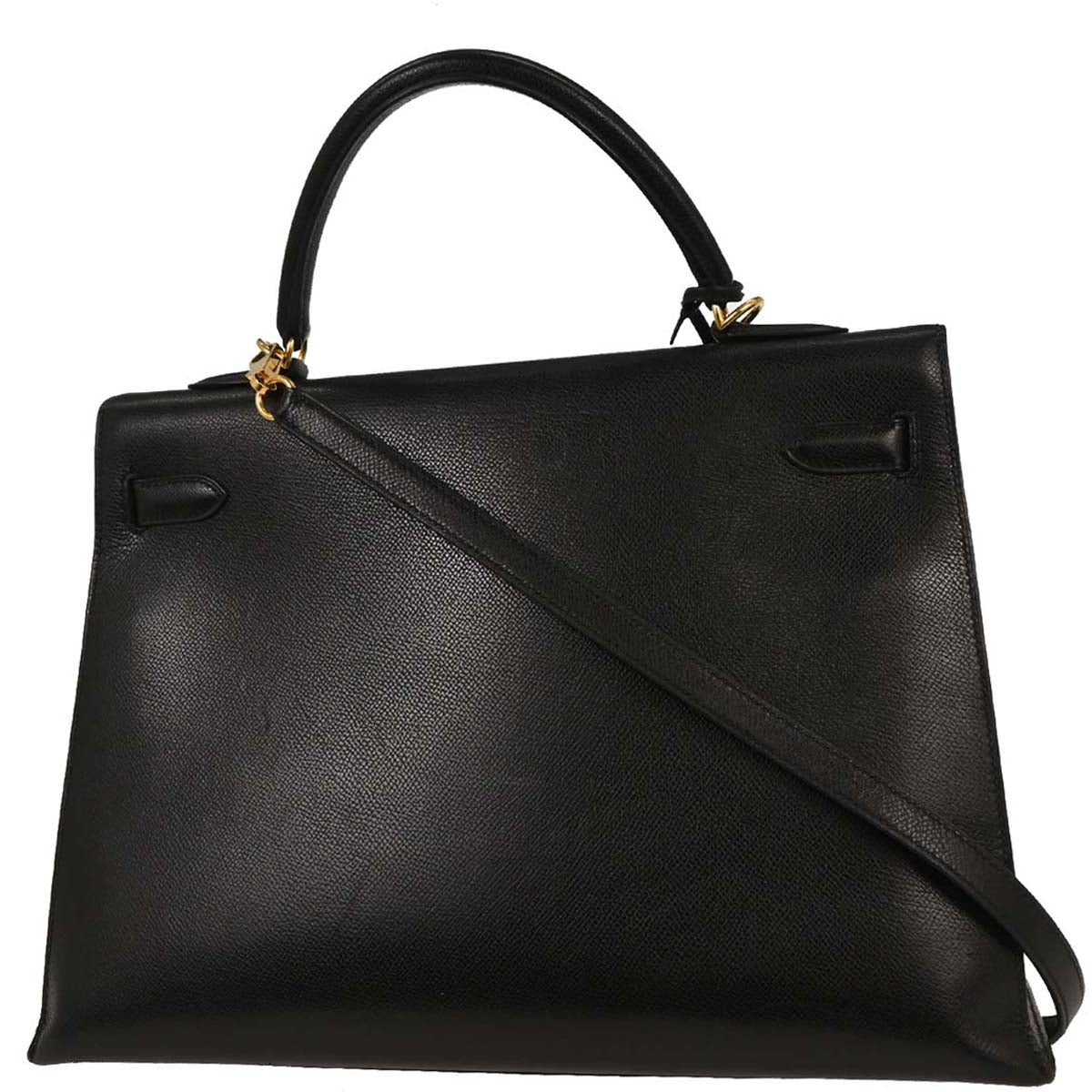 Hermes Black Courchevel Kelly 35 Sellier 2way Shoulder Handbag