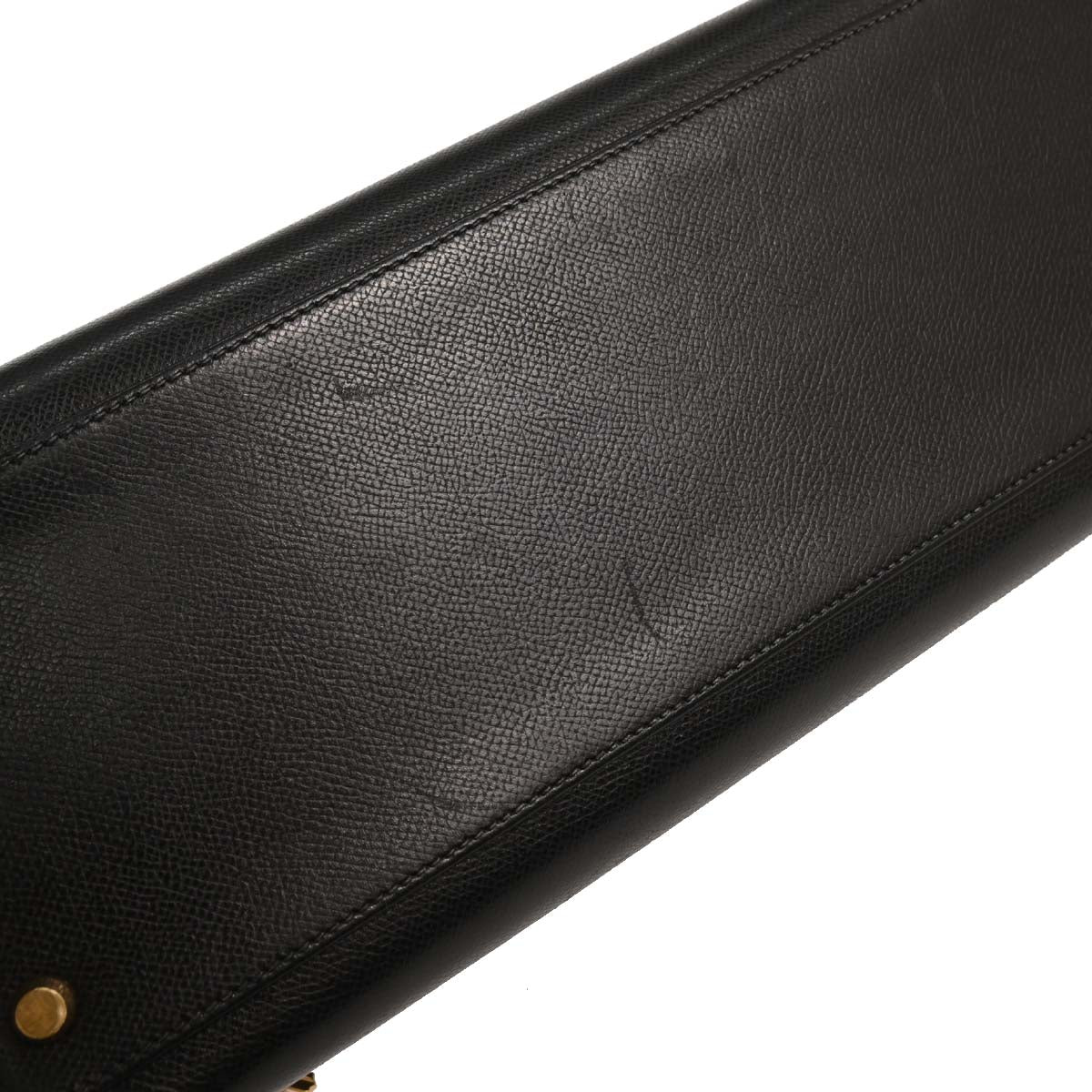 Hermes Black Courchevel Kelly 35 Sellier 2way Shoulder Handbag