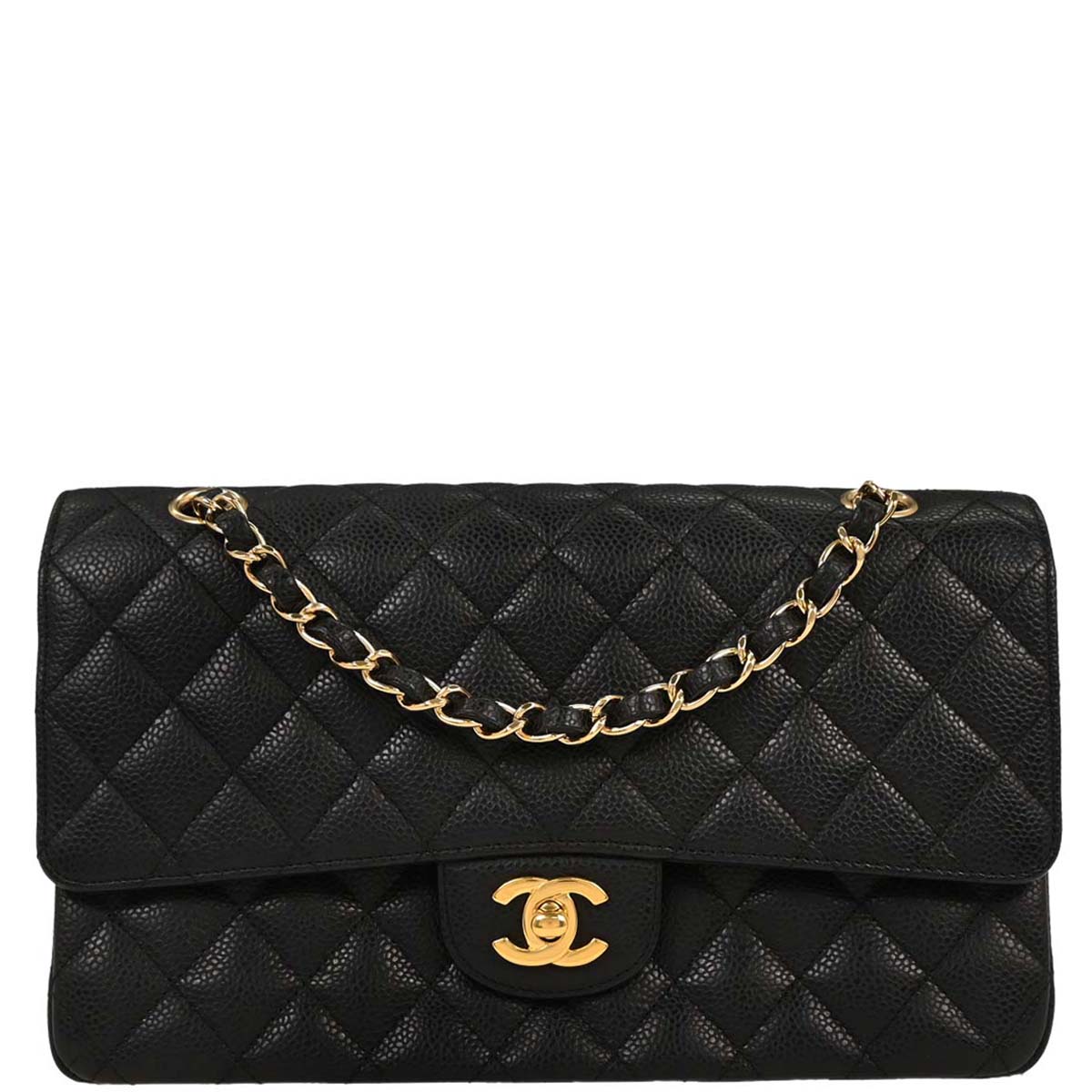 Chanel 2006-2008 Black Caviar Medium Classic Double Flap Shoulder Bag