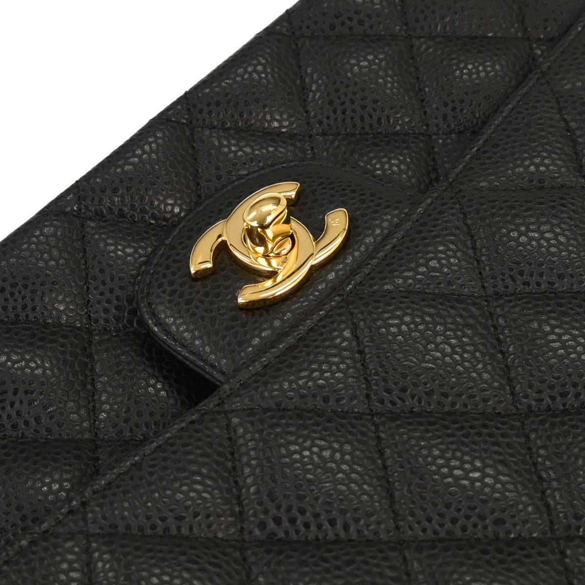 Chanel 2006-2008 Black Caviar Medium Classic Double Flap Shoulder Bag