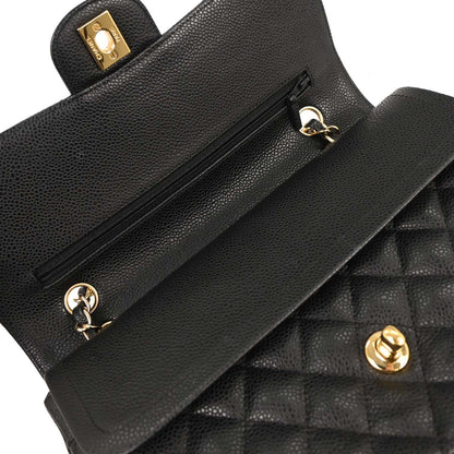 Chanel 2006-2008 Black Caviar Medium Classic Double Flap Shoulder Bag