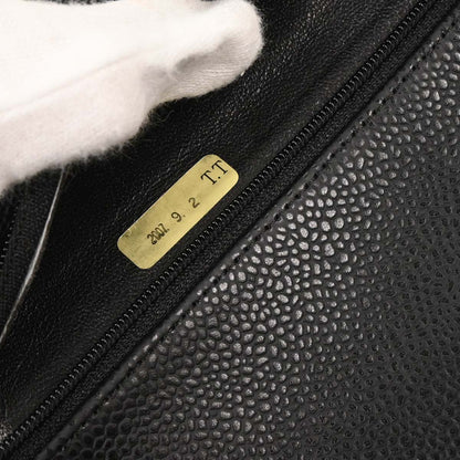 Chanel 2006-2008 Black Caviar Medium Classic Double Flap Shoulder Bag