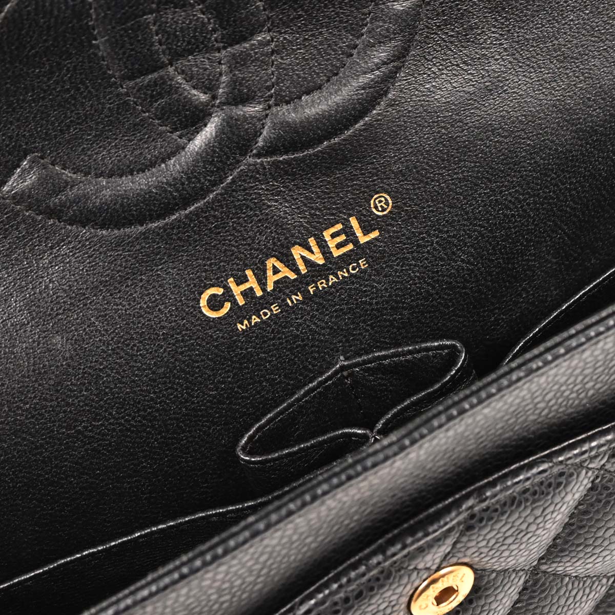 Chanel 2006-2008 Black Caviar Medium Classic Double Flap Shoulder Bag
