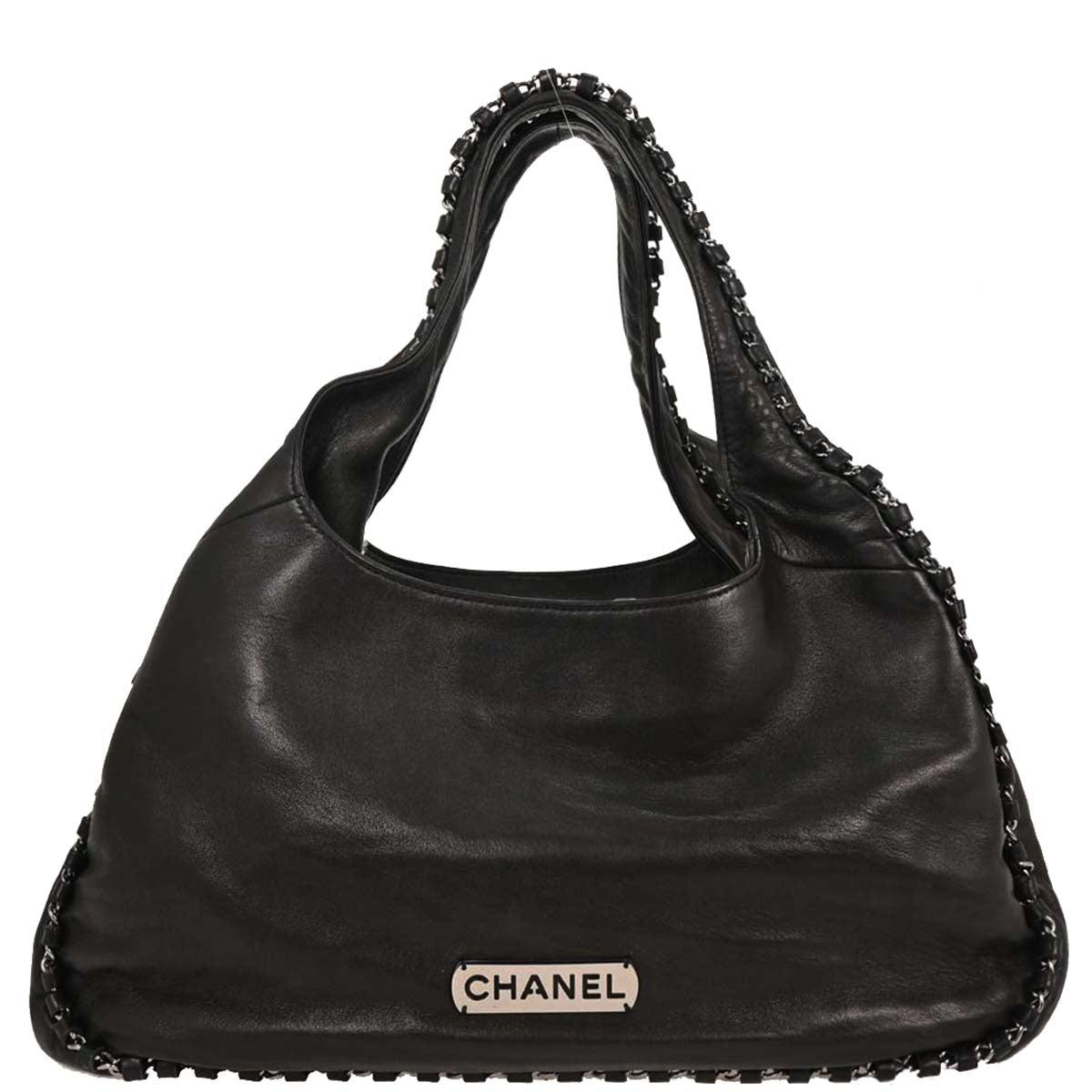 Chanel 2005-2006 Black Lambskin Luxury Chain Around Hobo Bag