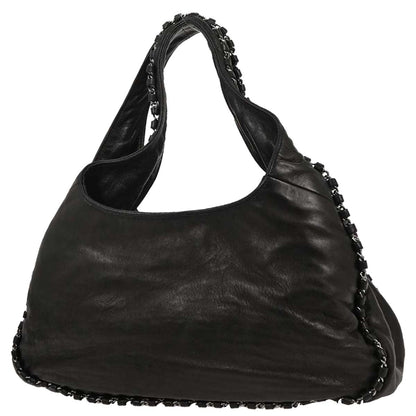 Chanel 2005-2006 Black Lambskin Luxury Chain Around Hobo Bag