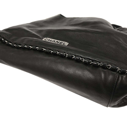 Chanel 2005-2006 Black Lambskin Luxury Chain Around Hobo Bag