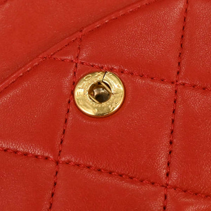 Chanel 1991-1994 Red Lambskin Medium Classic Double Flap Shoulder Bag